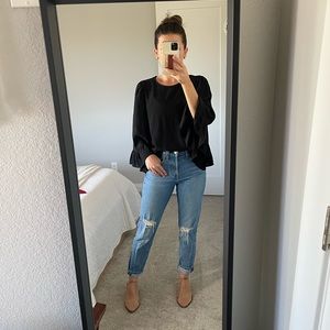 Zara Bell Ruffle Sleeve Top Size XS